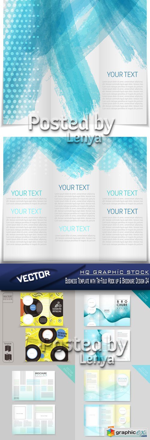 Stock Vector - Business Template with Tri-Fold Mock up & Brochure Design 24