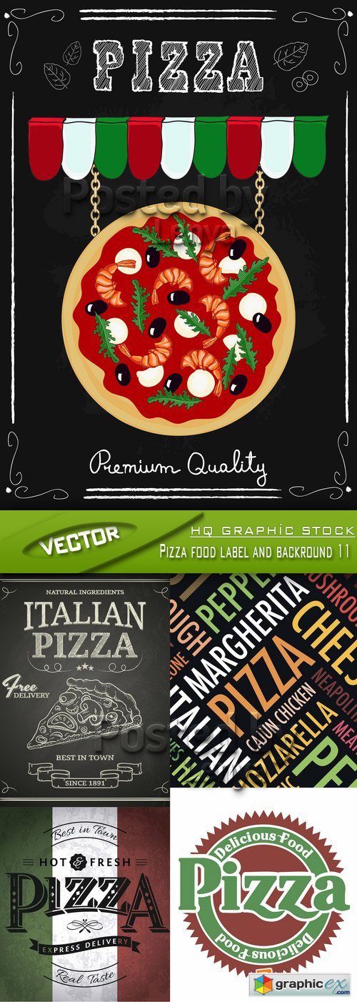 Stock Vector - Pizza food label and backround 11