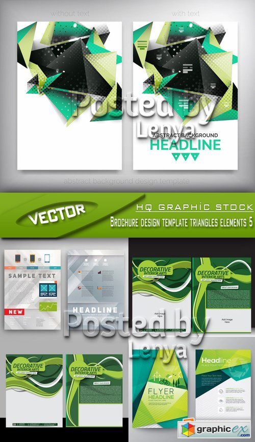 Stock Vector - Brochure design template triangles elements 5
