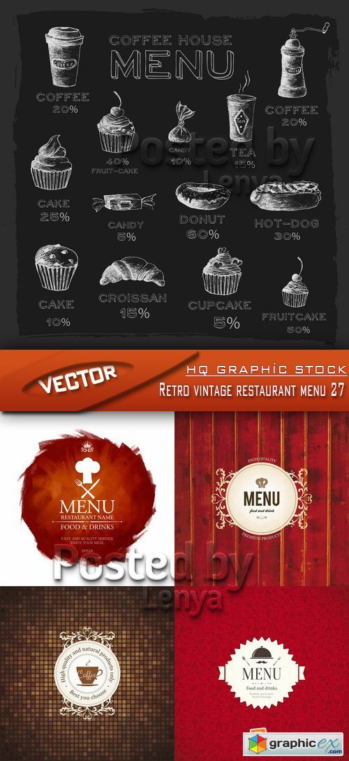 Stock Vector - Retro vintage restaurant menu 27
