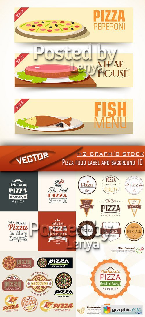 Stock Vector - Pizza food label and backround 10