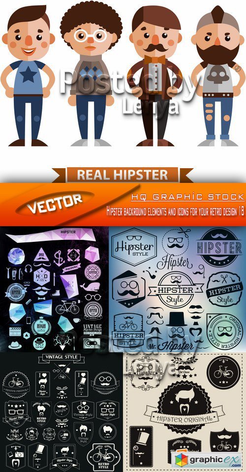 Stock Vector - Hipster backround elements and icons for your retro design 18