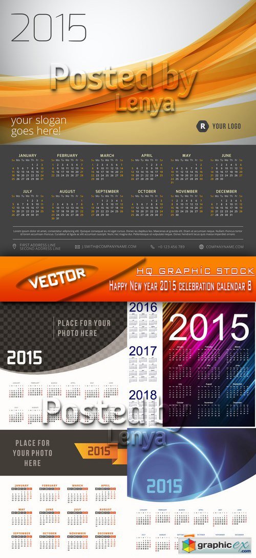 Stock Vector - Happy New year 2015 celebration calendar 8