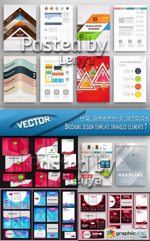 Stock Vector - Brochure design template triangles elements 7