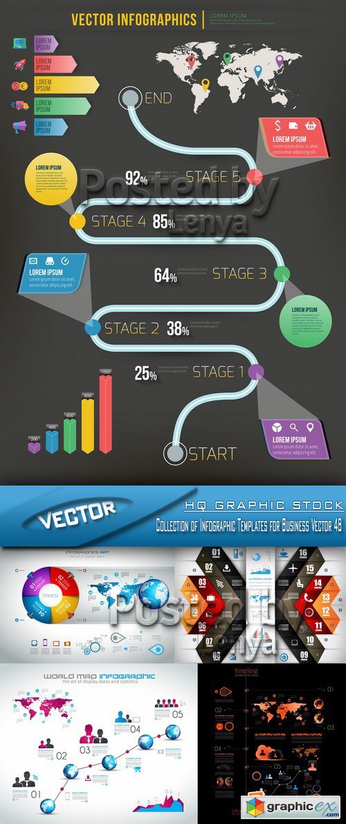 Stock Vector - Collection of Infographic Templates for Business Vector 48