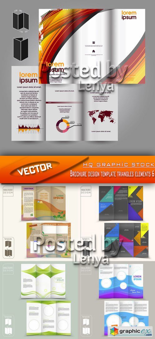 Stock Vector - Brochure design template triangles elements 6