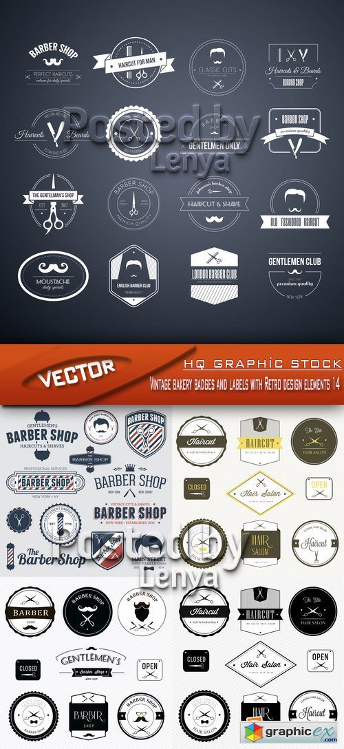 Stock Vector - Vintage bakery badges and labels with Retro design elements 14