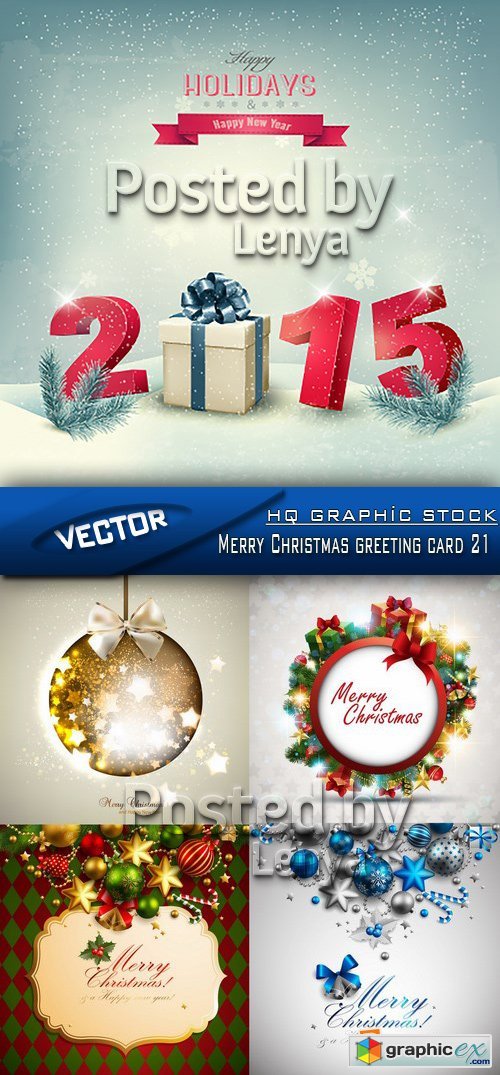 Stock Vector - Merry Christmas greeting card 21