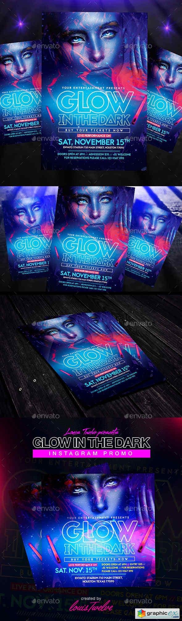 Glow in the Dark | Flyer + Instagram Promo  9136501