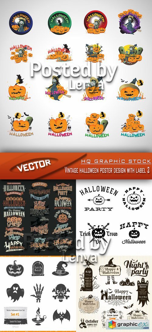 Stock Vector - Vintage halloween poster design with label 2