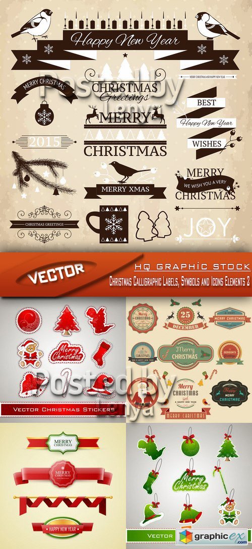 Stock Vector - Christmas Calligraphic Labels, Symbols and Icons Elements 2
