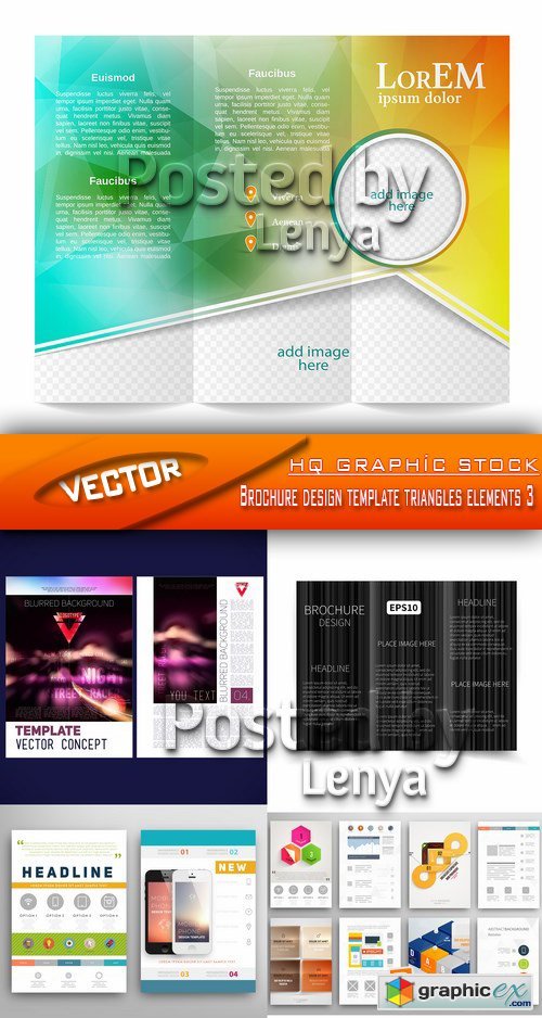 Stock Vector - Brochure design template triangles elements 3