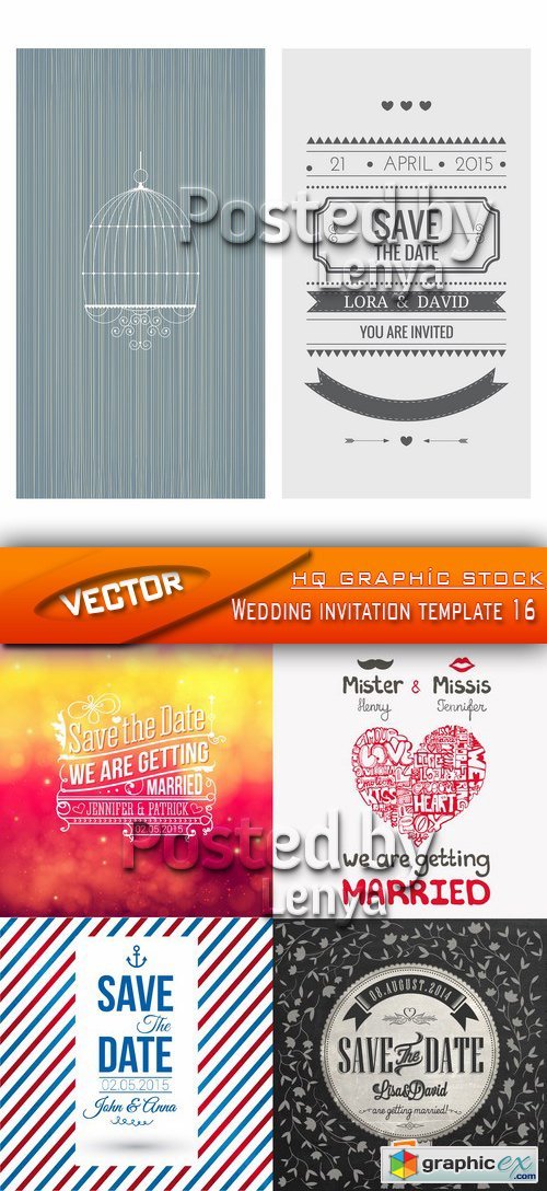 Stock Vector - Wedding invitation template 16