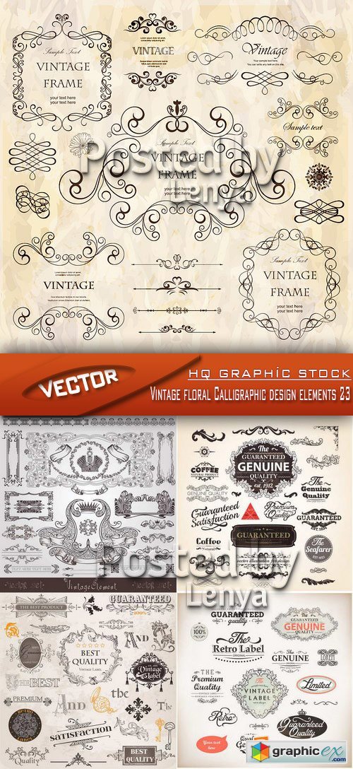 Stock Vector - Vintage floral Calligraphic design elements 23