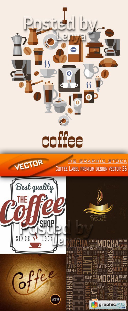 Stock Vector - Coffee Label premium design vector 26