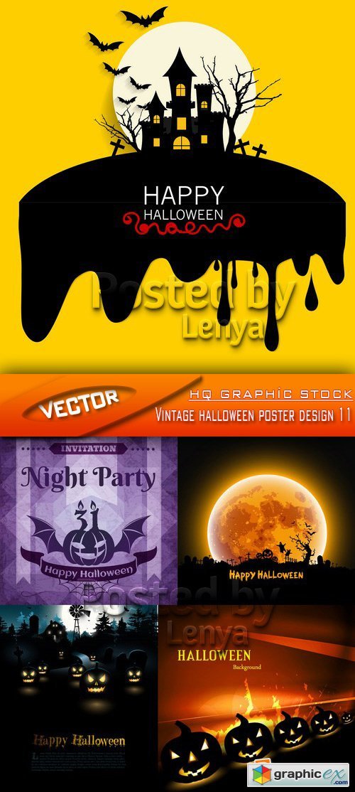 Stock Vector - Vintage halloween poster design 11