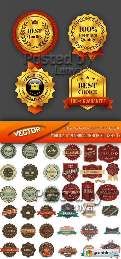 Stock Vector - High quality modern colored retro labels 12