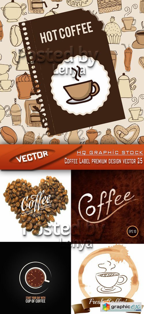Stock Vector - Coffee Label premium design vector 25