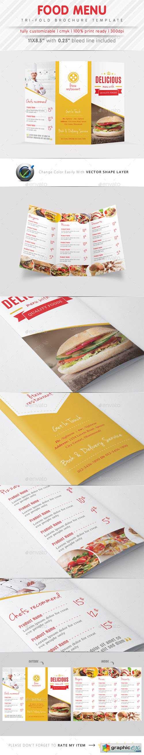 Food Menu Tri Fold Brochure 9343324