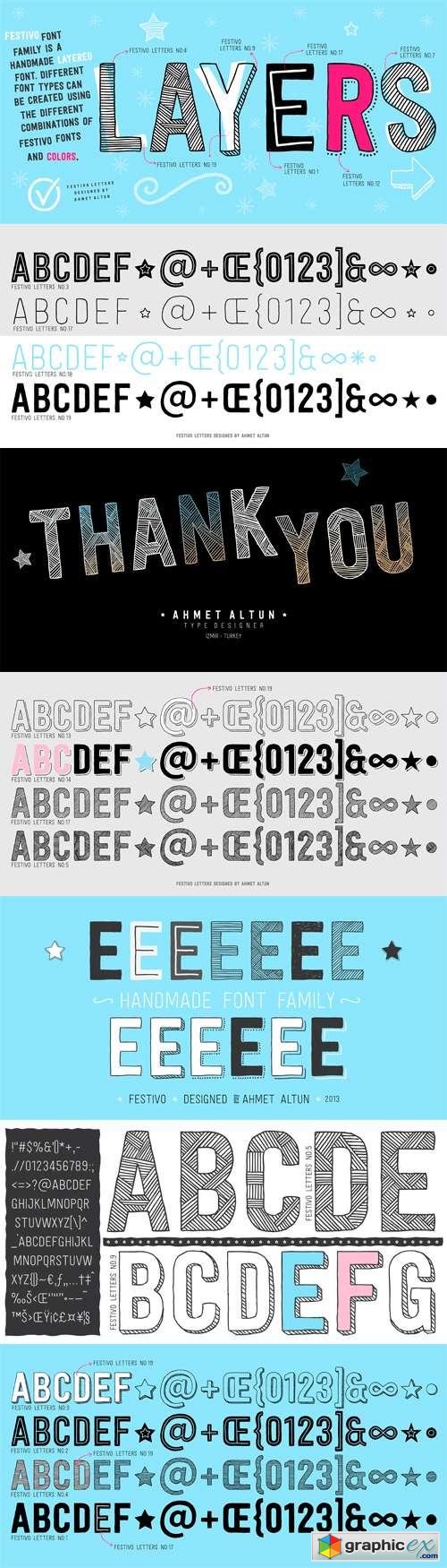 Festivo Letters Font Family - 19 Fonts for $95