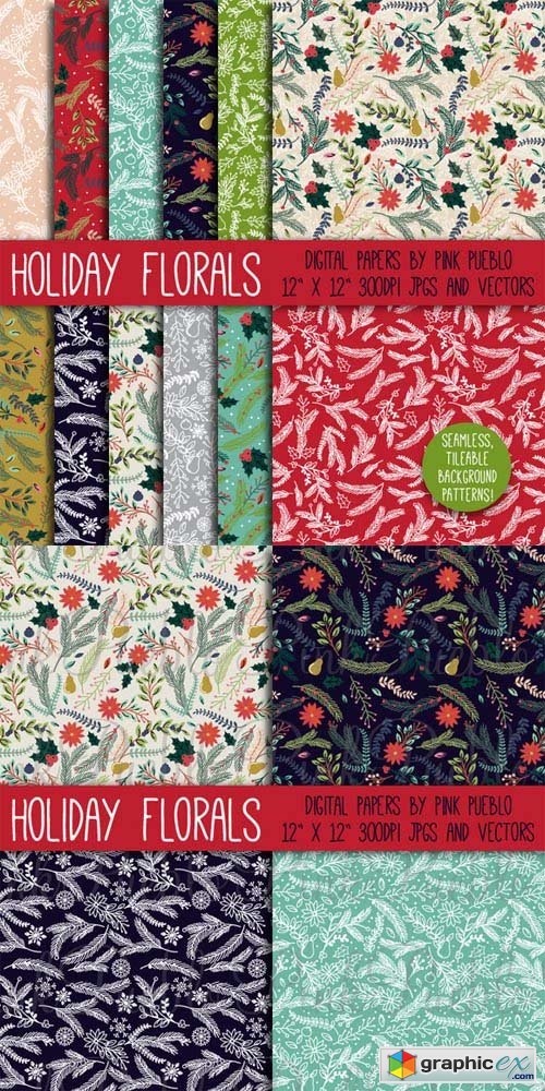 Christmas Holiday Floral Patterns 95422