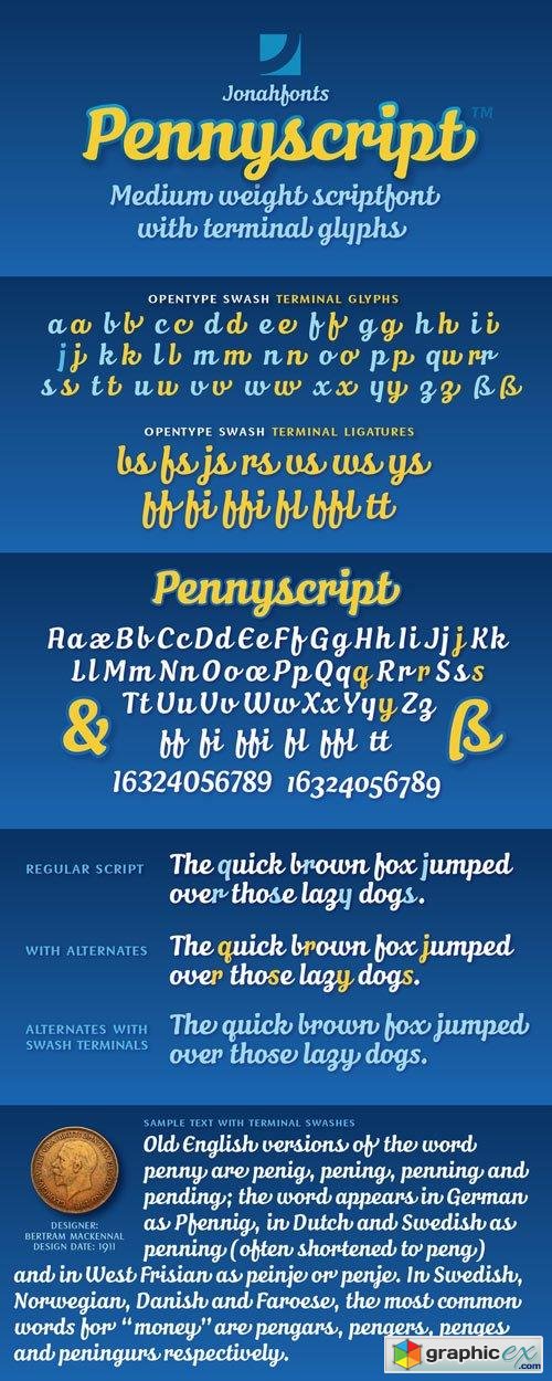 Pennyscript Font Family $35