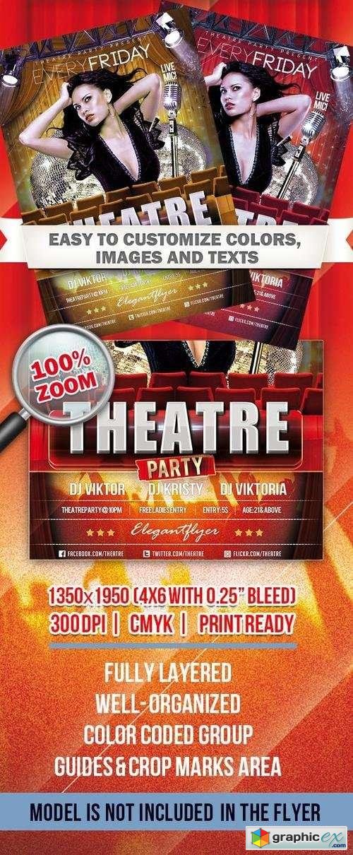 Theatre Party  Club and Party Flyer PSD Template