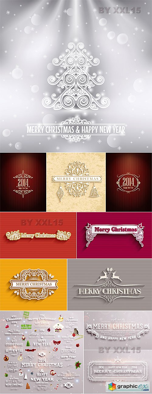 Christmas vintage typographic labels vector