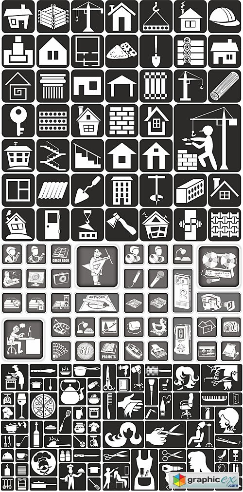 Black and white vector icons