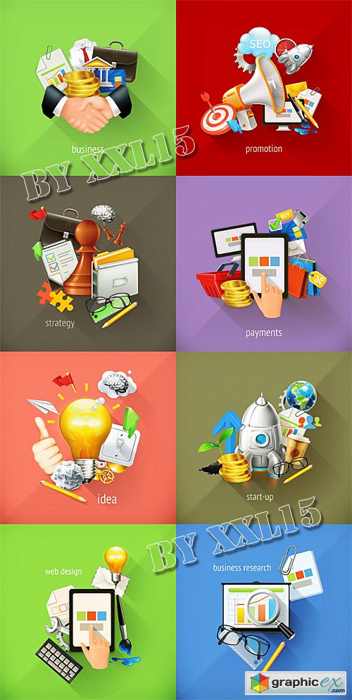 Business concepts 3D vector icons