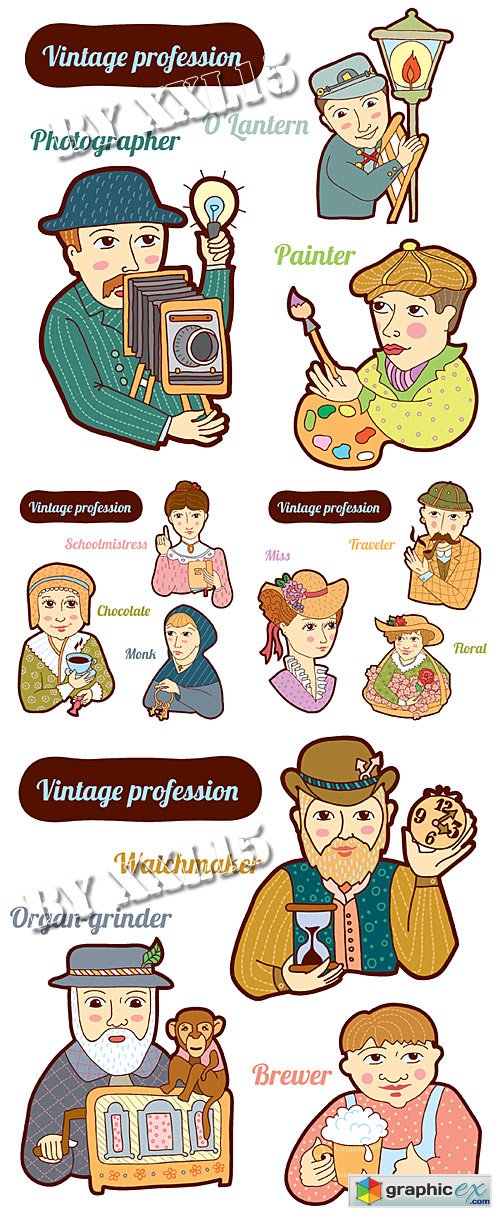 Vintage profession in cartoon style