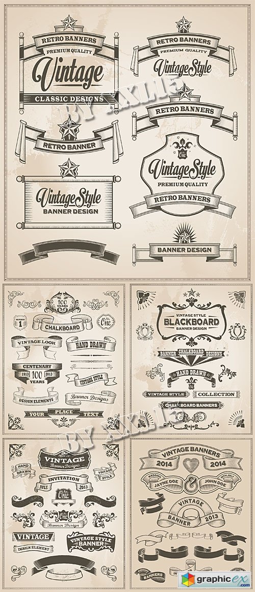 Vintage hand drawn banners 2