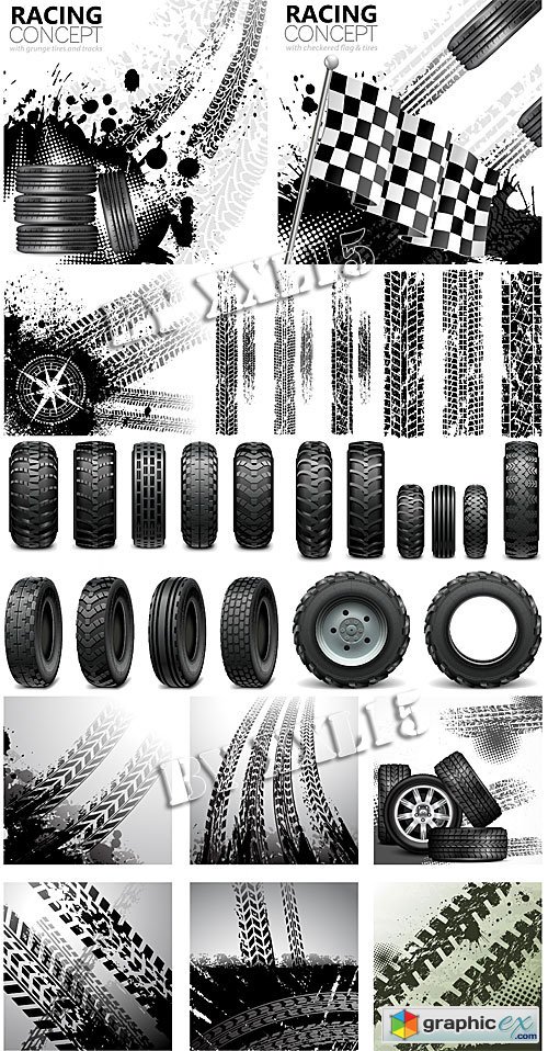 Tires and tracks grunge backgrounds