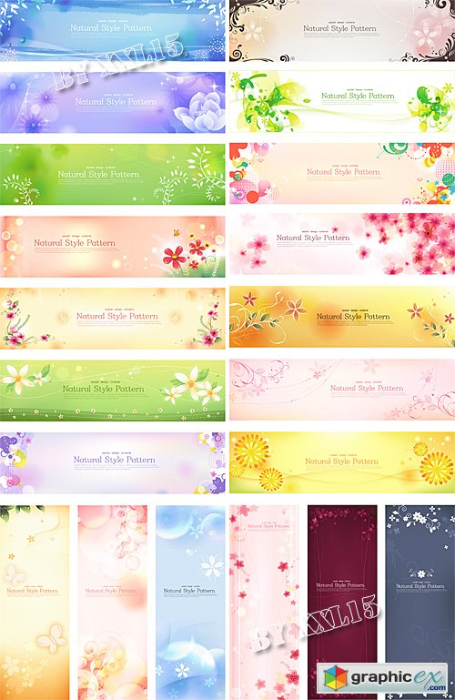 Set of flower banners