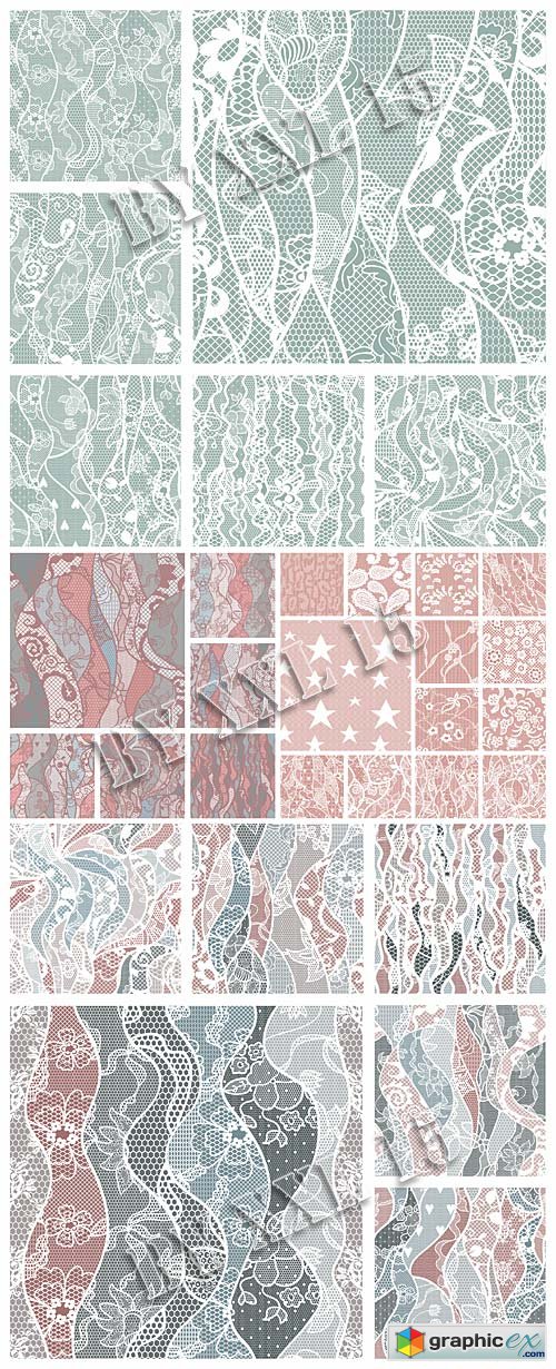 Big set of lace vector fabric seamless patterns