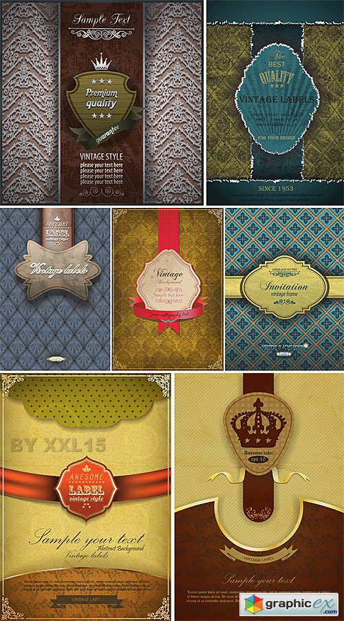 Vintage labels on a luxury background