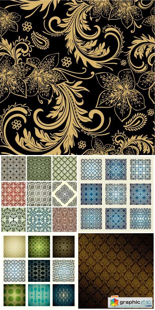 Texture, vector backgrounds with floral patterns, vintage