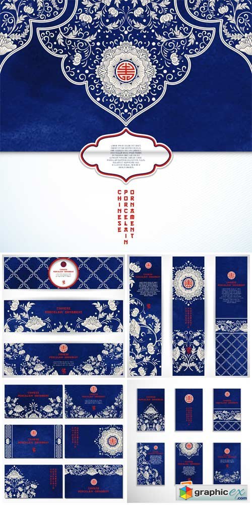 Chinese ornaments, banners vector