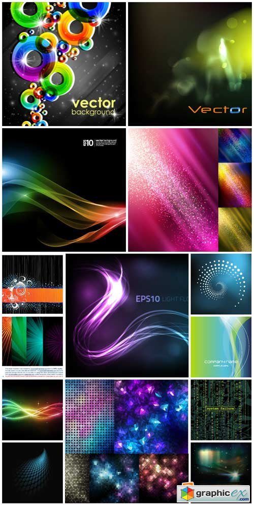 Vector backgrounds with abstraction, shining lines and highlights