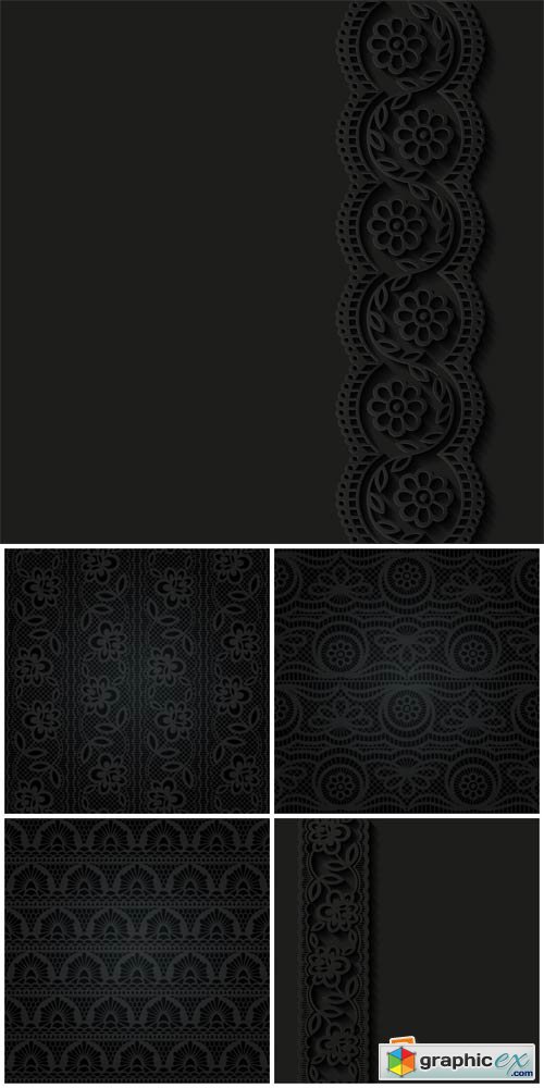 Black vector background with lace pattern