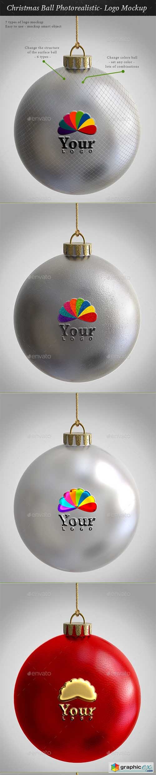 Christmas Ball Photorealistic- Logo Mockup 9535375