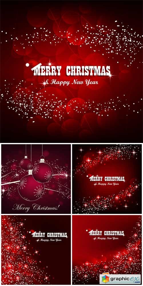 Christmas vector red backgrounds with stars