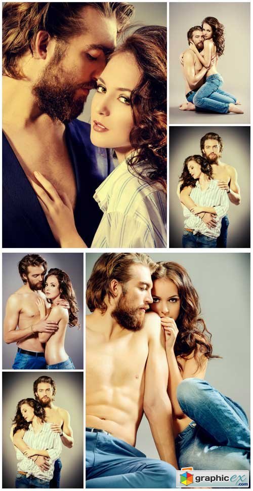 Man and woman in jeans - Stock Photo
