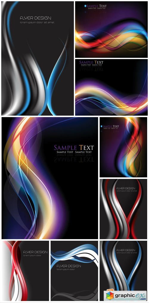 Abstract, colorful glowing lines, vector background