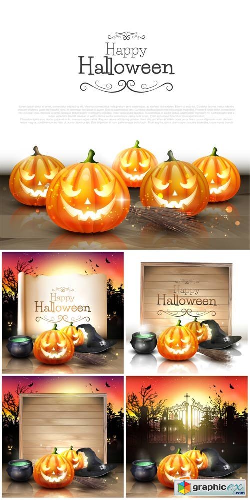 Halloween vector, pumpkins, candles #1