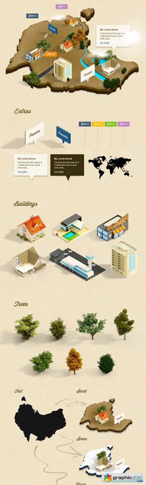 3D Isometric Map (Photoshop Action)