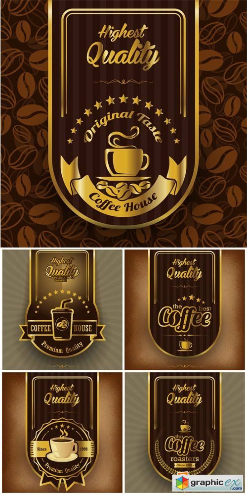 Vector backgrounds with coffee label