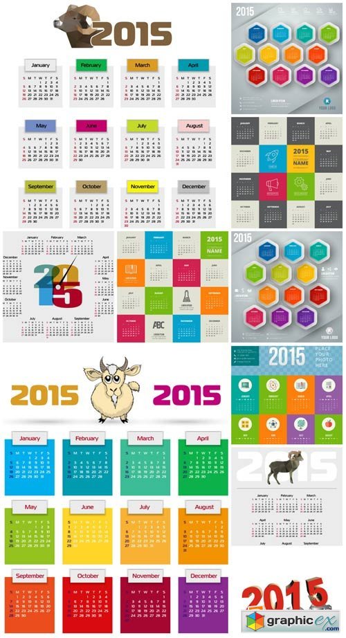 Calendar for 2015, vector #6