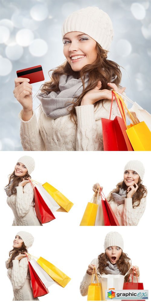 Purchase, sale, woman shopping - stock photos