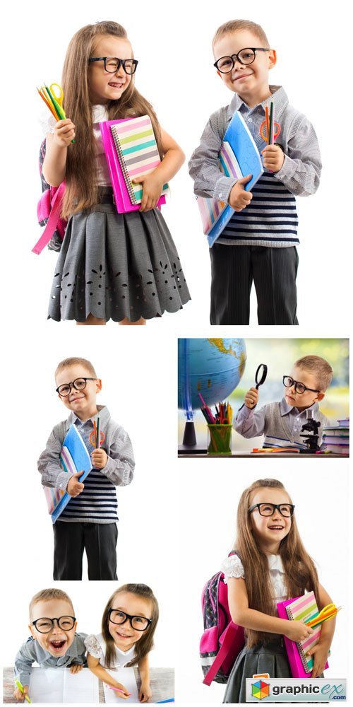Children, students, boy and girl - Stock Photo
